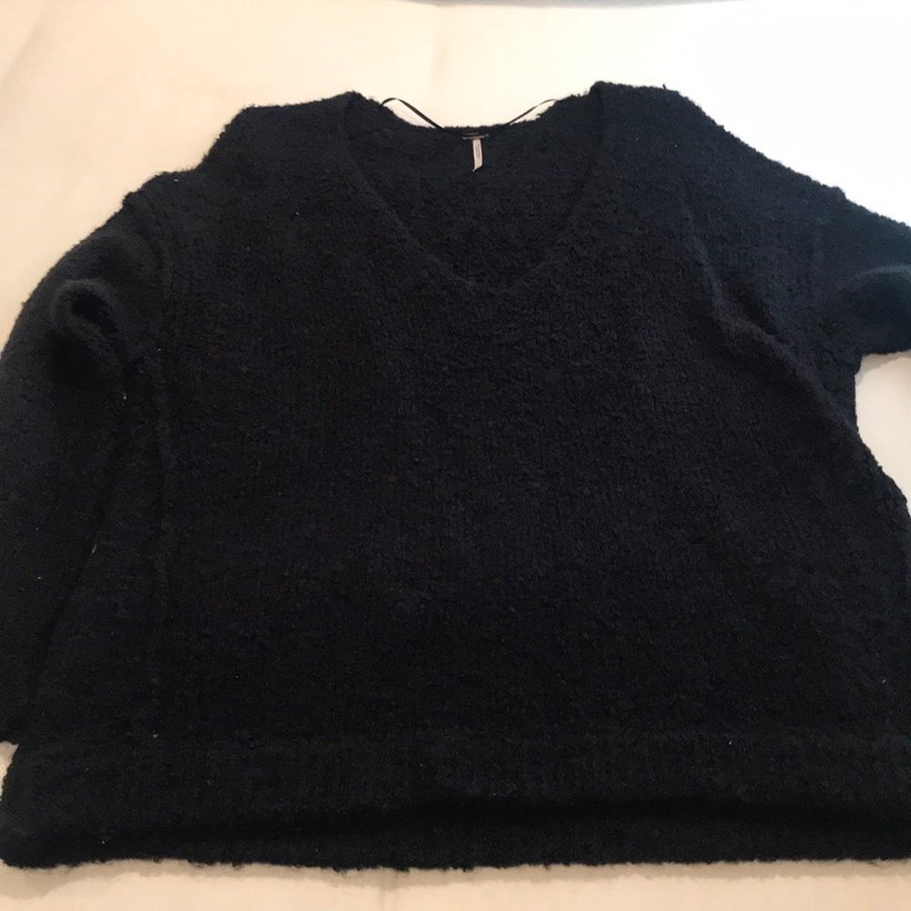 Free People Black Scoop neck Sweater